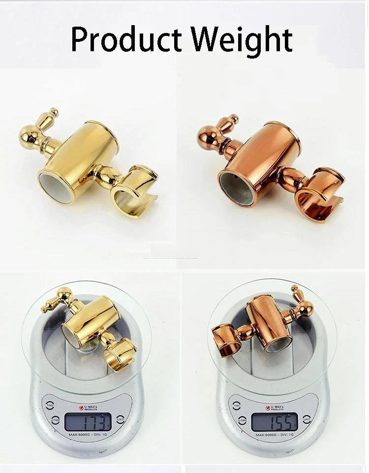 Brass Jade Shower Faucet Wall Mount Rose Gold