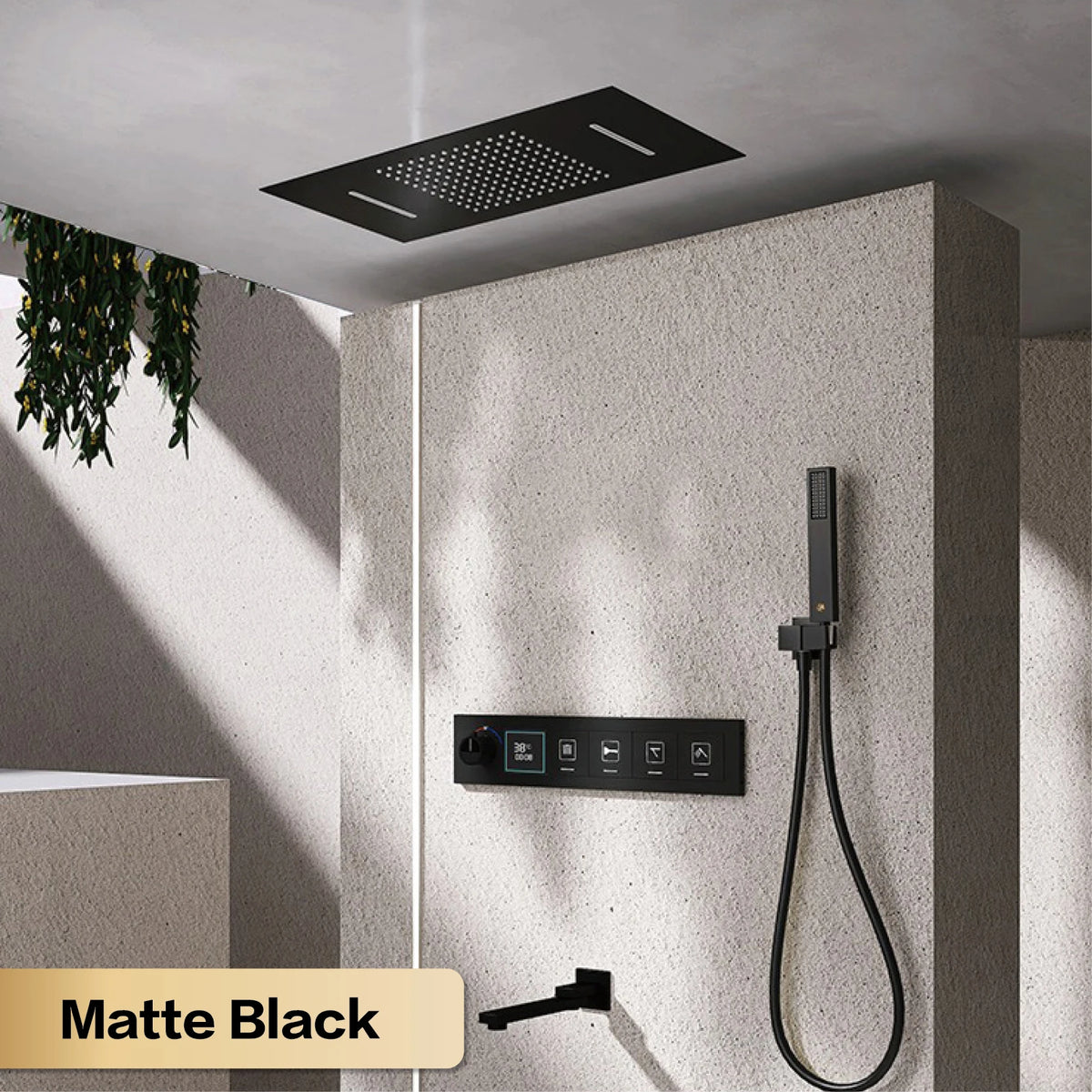 Gun Gray Brass Ceiling Constant Temperature Shower System