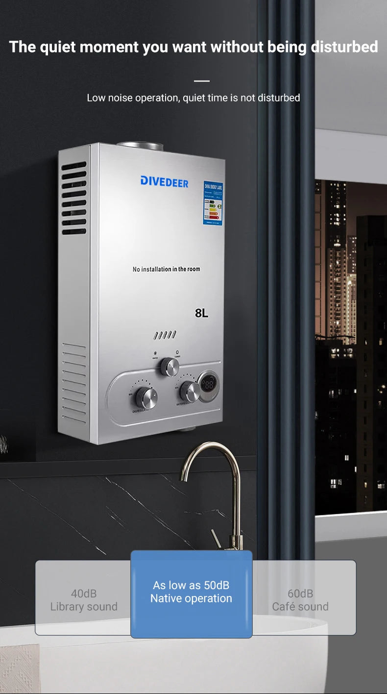 Divedeer Lpg Gas Water Heater 6l/8l/10l/12l/16l/18l Appliance