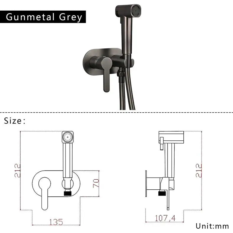 Brass Wall Mount Toilet Bidet Sprayer Faucet Cold