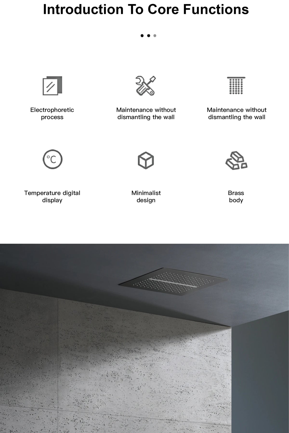 Luxury Gun Gray Brass Shower System Led Digital
