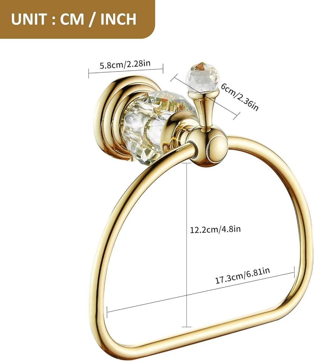 Luxury Crystal Gold Bathroom Hardware Wall Mounted Retractable