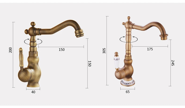 Bathroom Sink Faucet Antique Bronze Vessel Basin Faucet