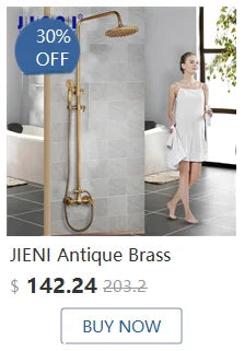 Jieni Inch Brushed Gold Rainfall Shower Faucet Sets