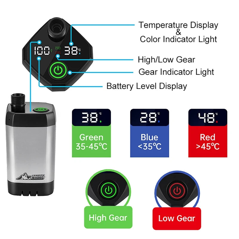Camping Shower Equipment 6000mah Rechargeable Led Display Screen