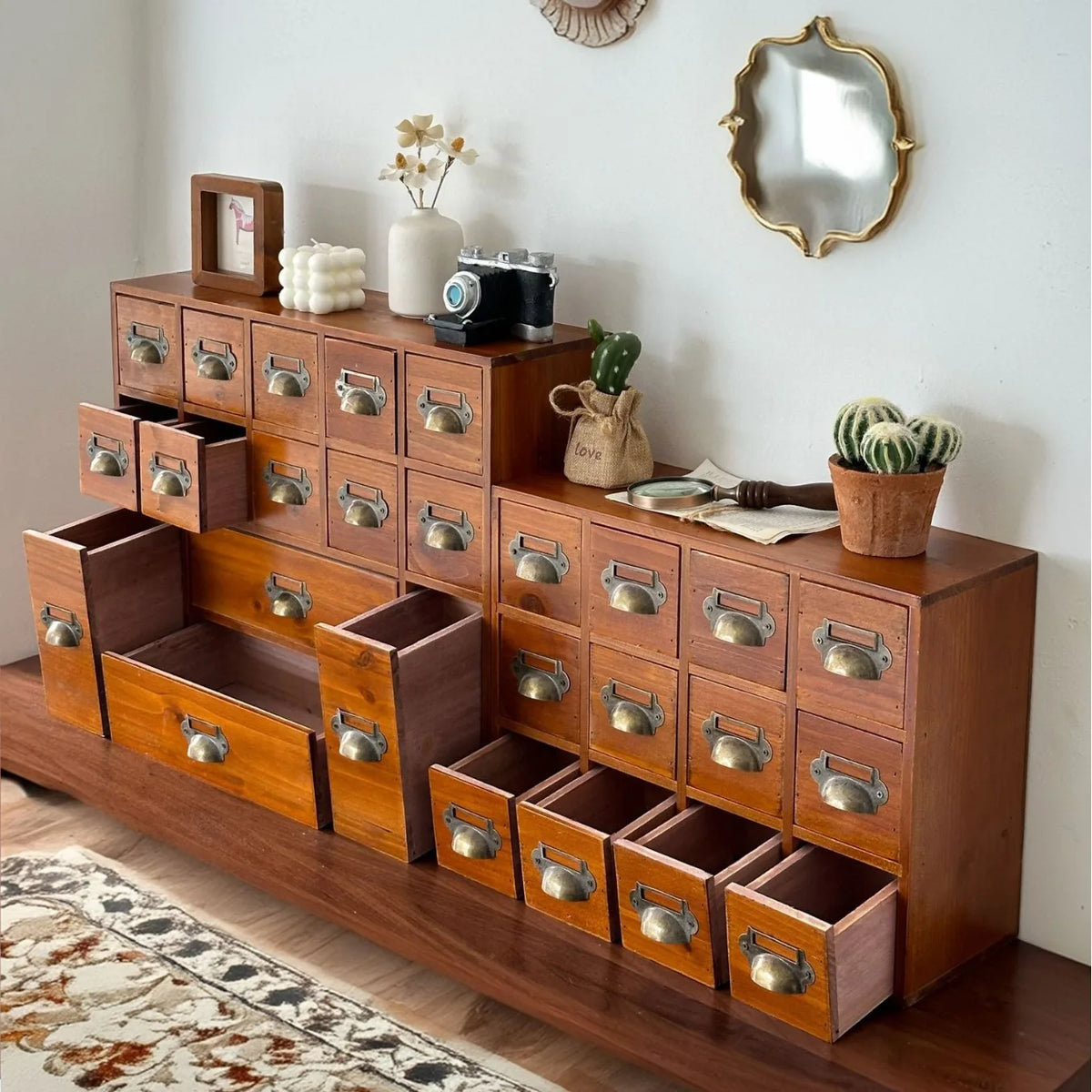 Wooden Entrance Desk Drawer Type Entry Key Storage