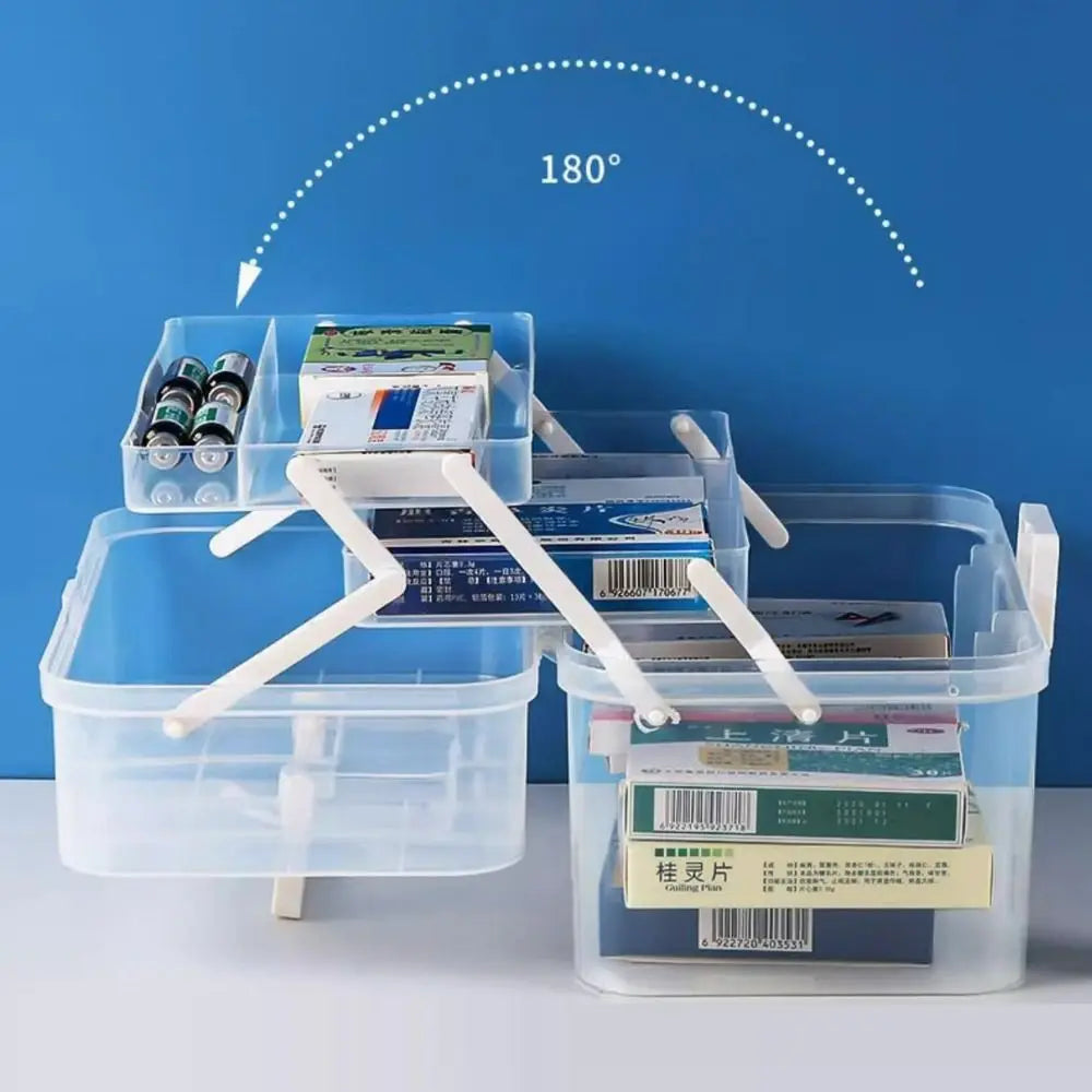 Plastic 3-Layers Medicine Box Sorting Storage Dustproof Drug