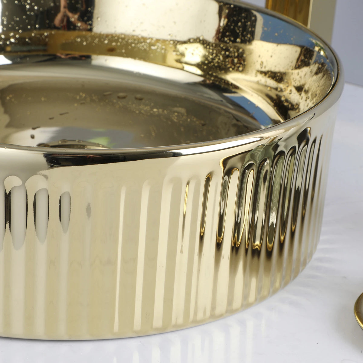 Kemaidi 14 Gold Round Vessel Sink Faucet Ceramic