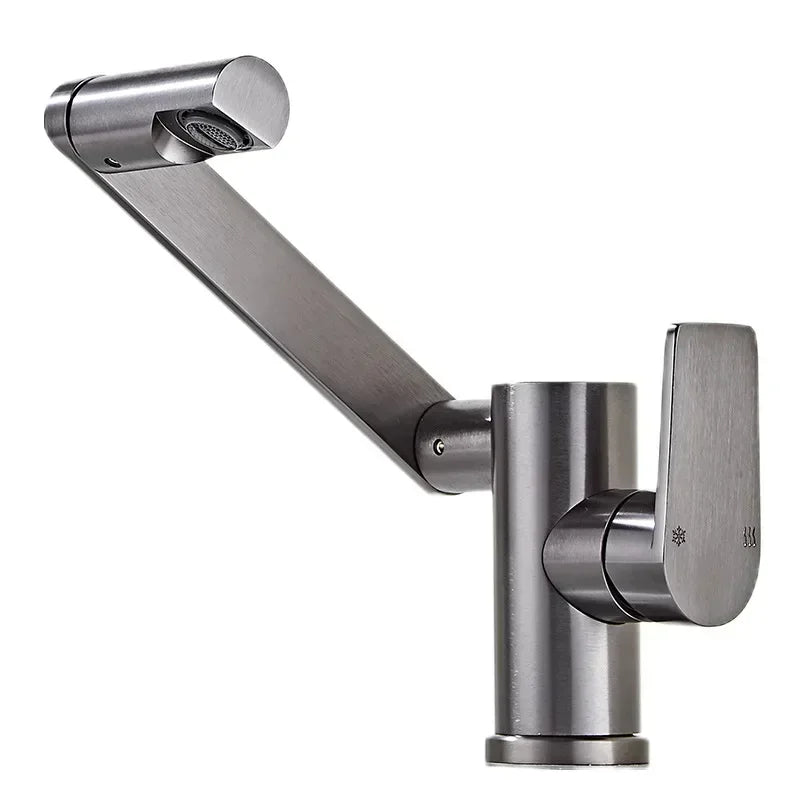 Grey Aluminum Bathroom Basin Faucet 360 Swivel Washbasin