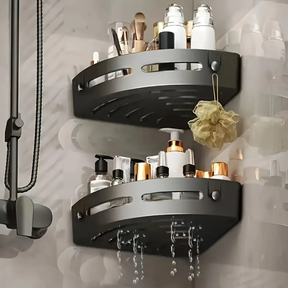 1/2pcs Bathroom No-Drill Wall Shelf Adhensive Shower Caddy