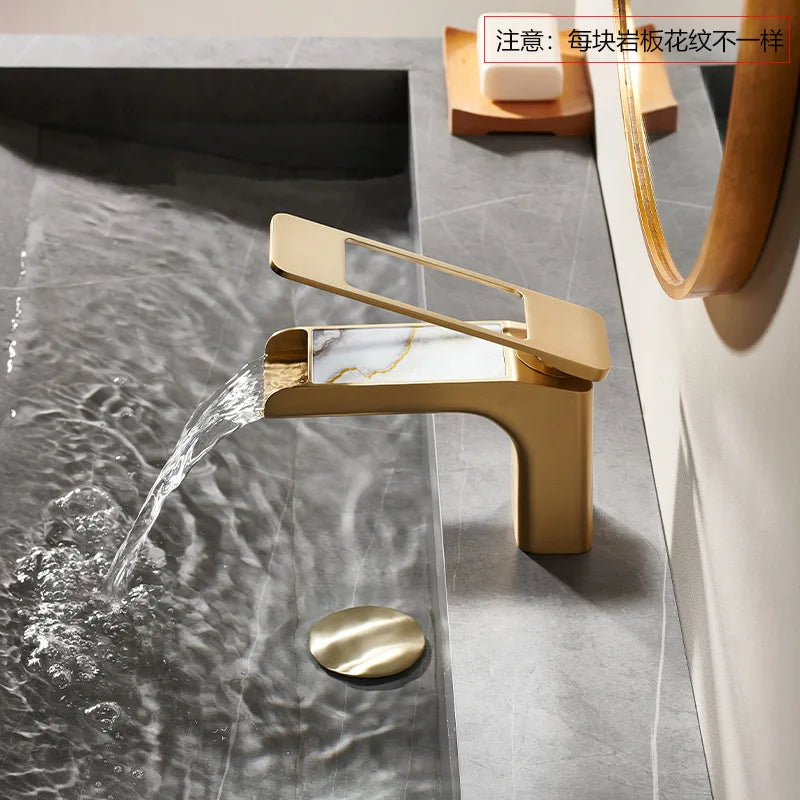 High-Quality Grey Basin Faucet Brass Construction Bathroom Sink