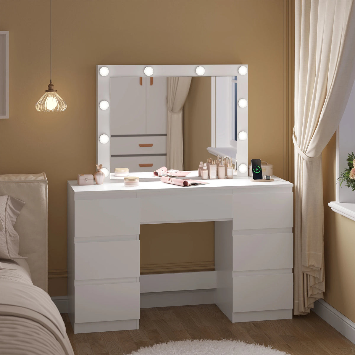 Woltu White Dressing Table Girls/Women Vanity Dresser Large