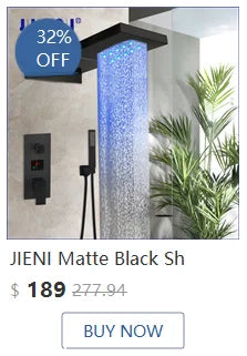 Jieni Inch Brushed Gold Rainfall Shower Faucet Sets