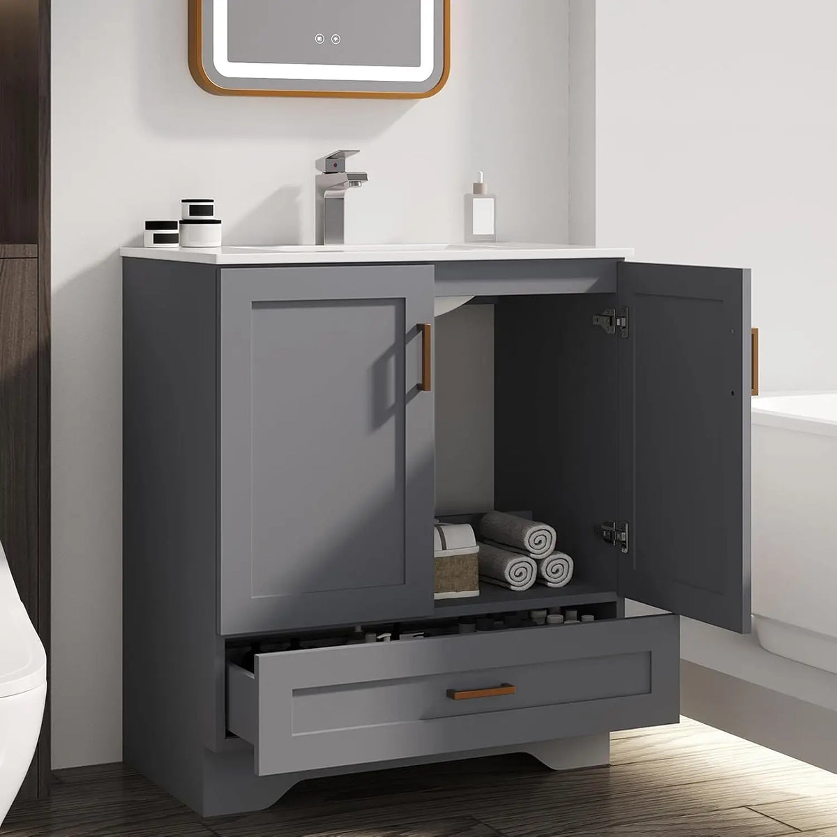 30 Inch Bathroom Vanity Sink Modern Grey Vanity