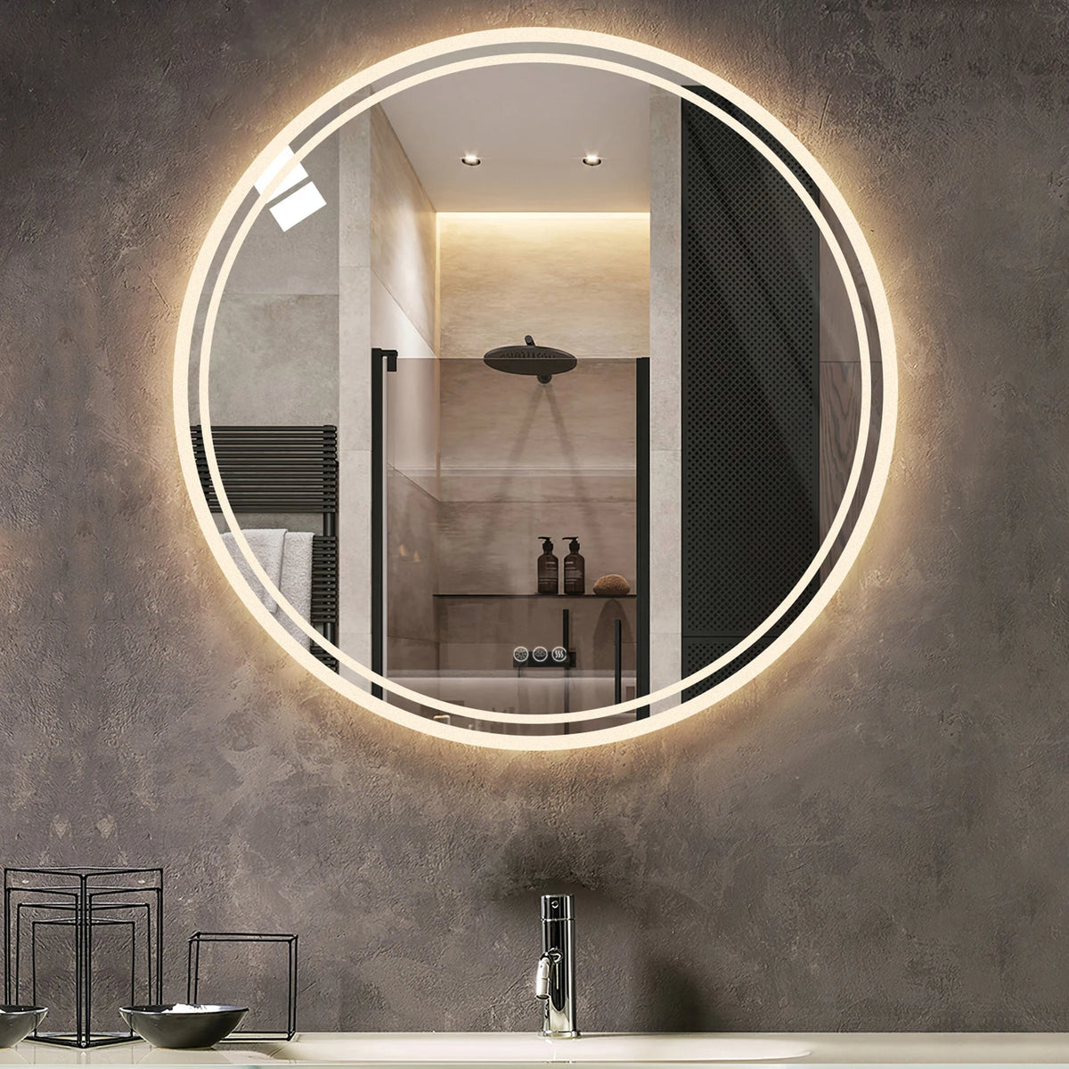 Bathroom Mirror Led Lights Circle Backlit Illuminated Wall