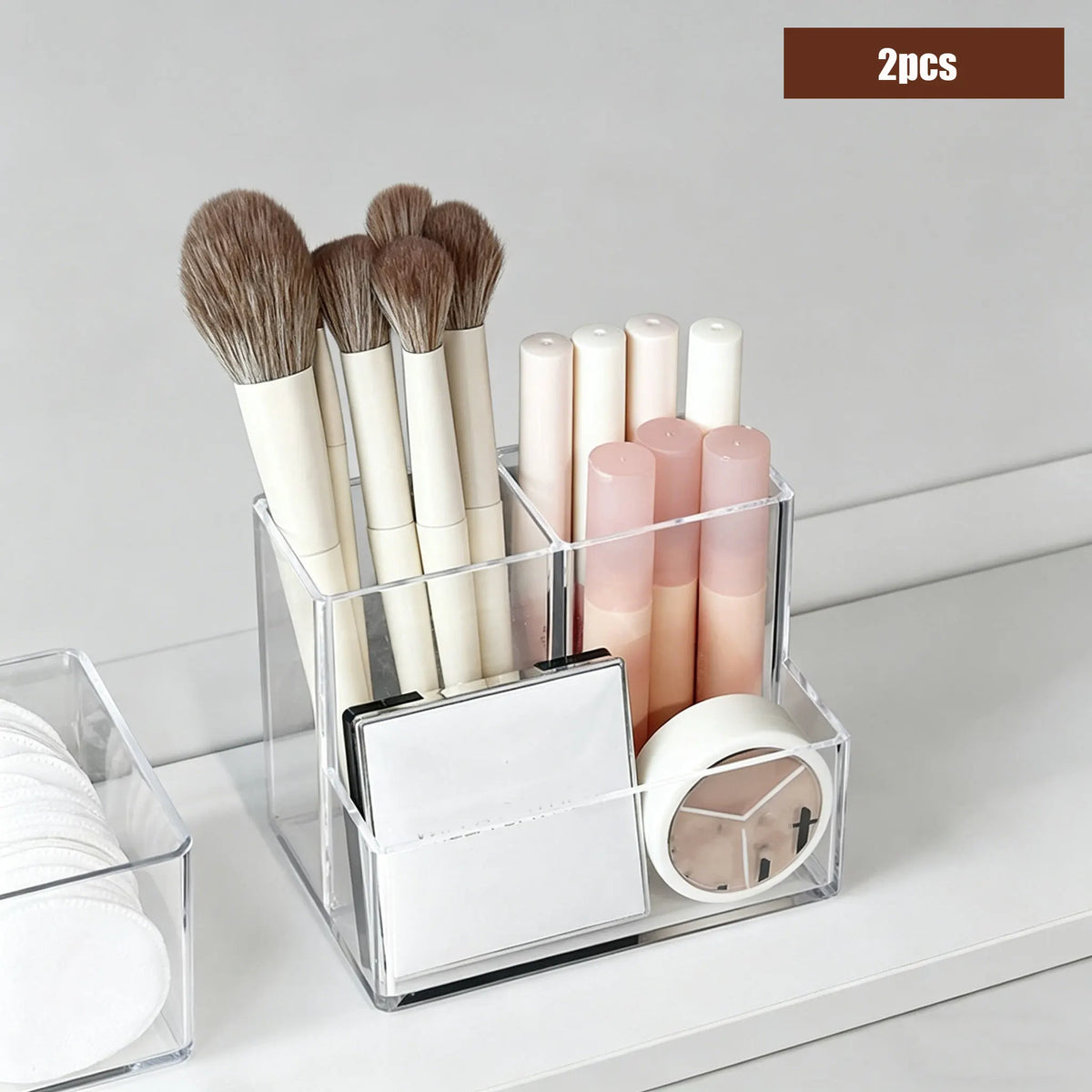 1/2pc Transparent Makeup Storage Box Acrylic Mirror Cabinet