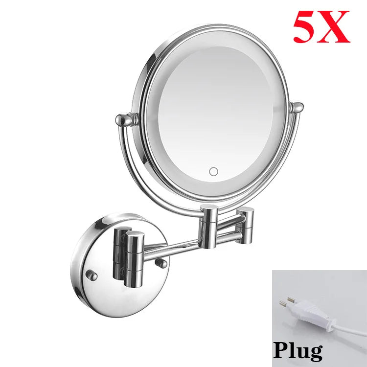 Charger Touch Led Folding Bathroom Mirrors 5x Magnifying
