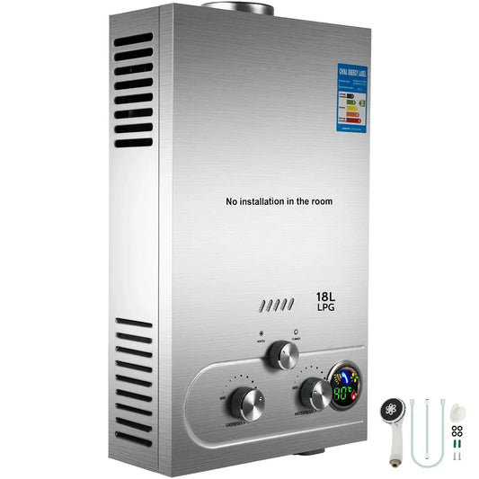 Vevor 6-18l Lpg Gas Water Heater Propane Tankless