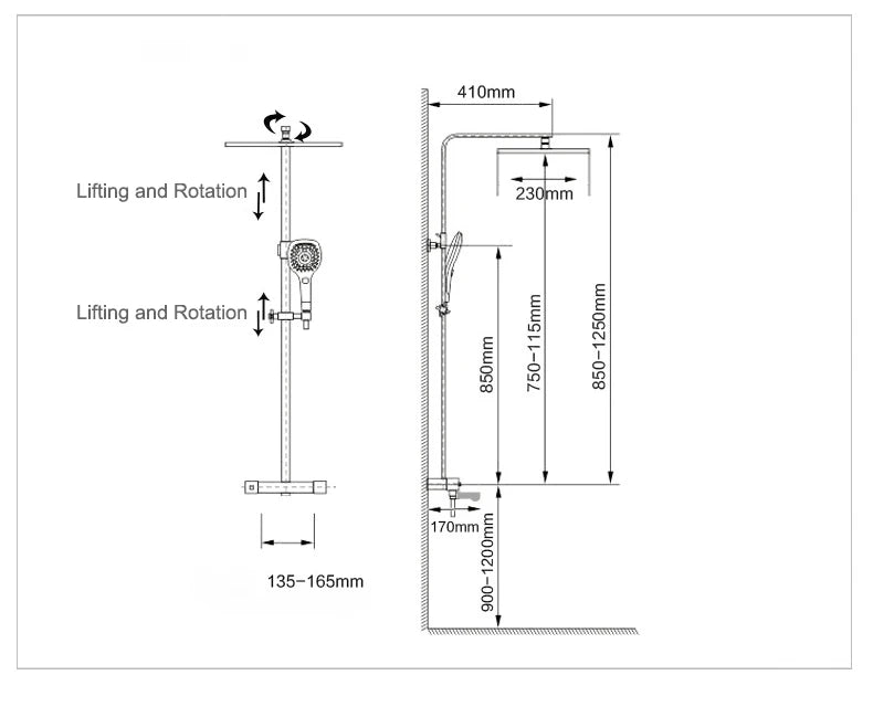Smart Thermostatic Digital Bathroom Shower 12 Inch Rainfall