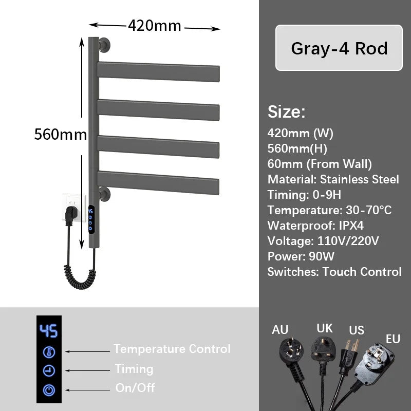 Bathroom Fast Dry Electric Towel Rack Smart Temperature