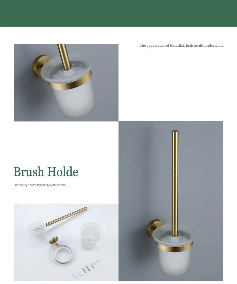 Gold Bathroom Towel Bar Bath Robe Hook Brass