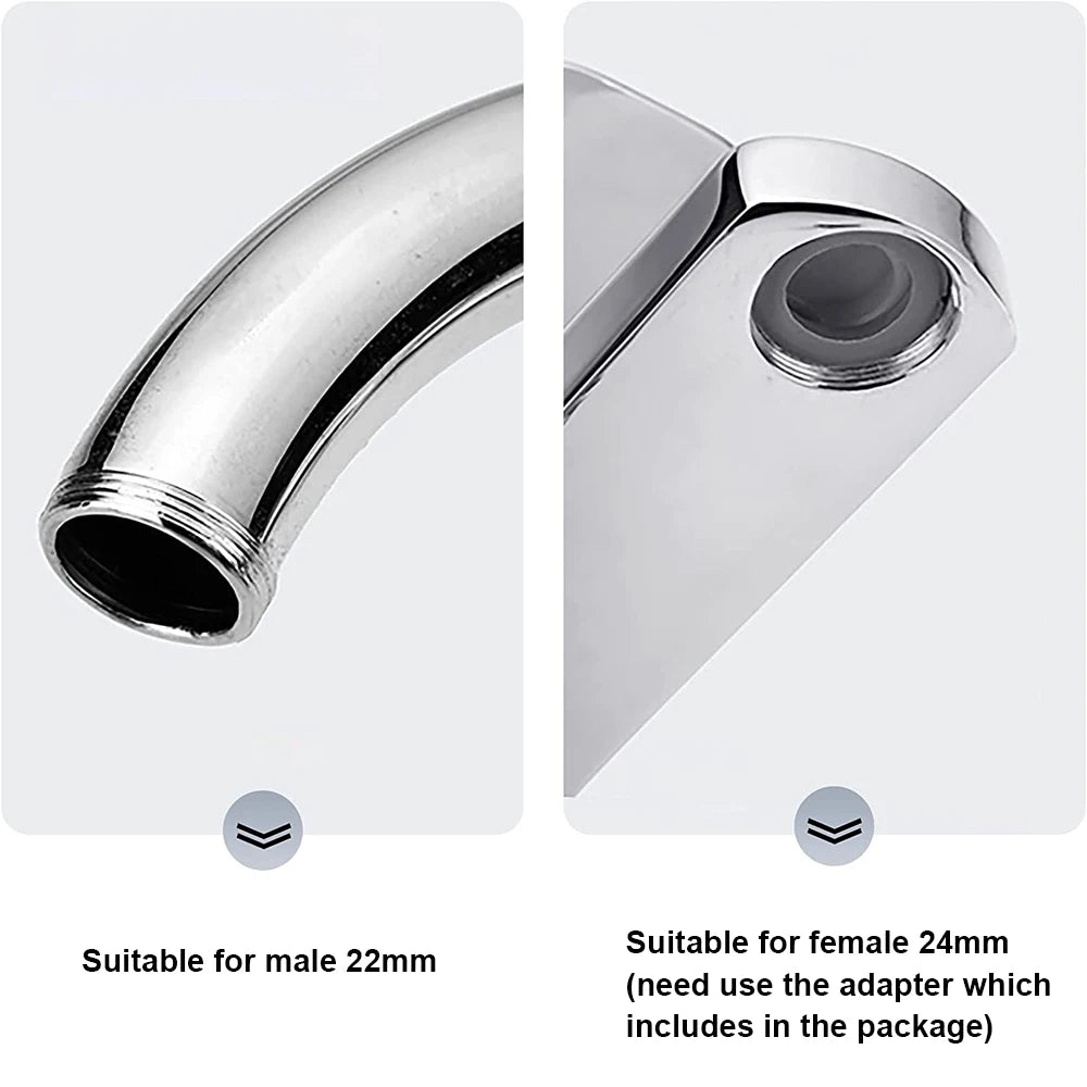 Black Silver Faucet Extender Shower Head Sink Basin