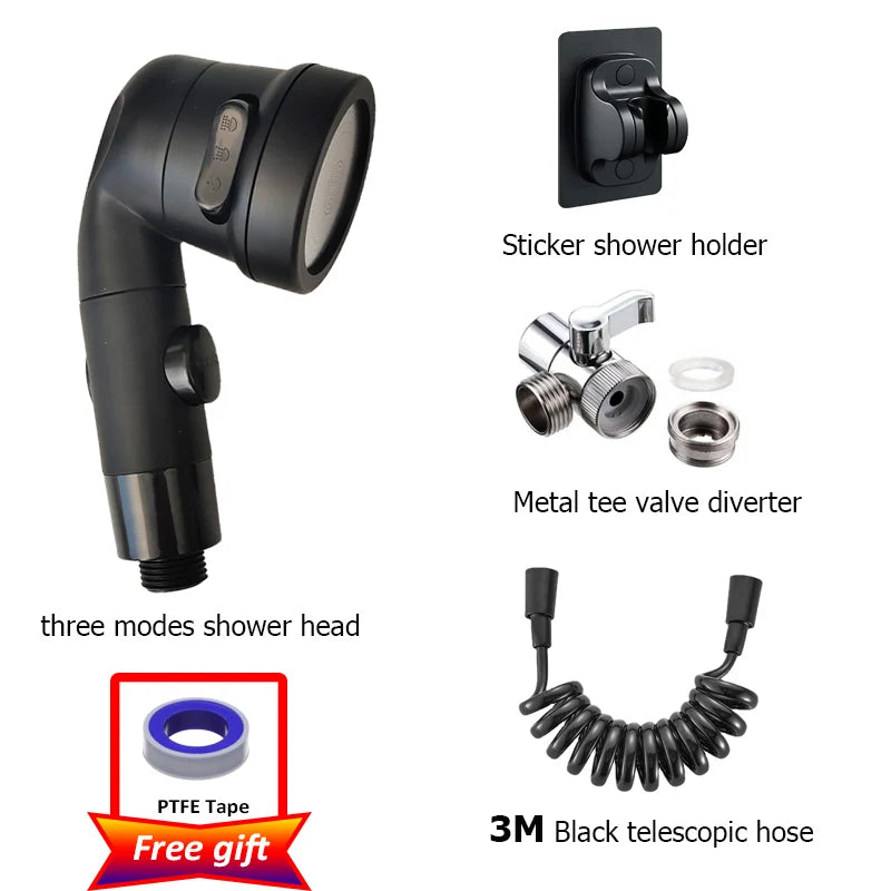 Black Silver Faucet Extender Shower Head Sink Basin