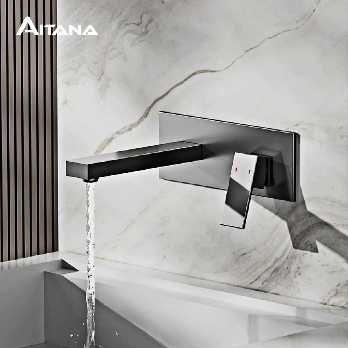 Luxury Brass Black Bathroom Simple Faucet Wall Mounted