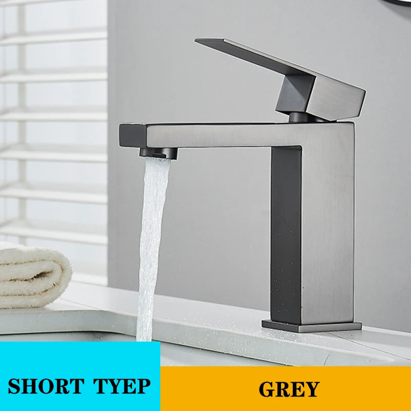 Grey Bathroom Faucet Cold Water Sink Mixer Tap