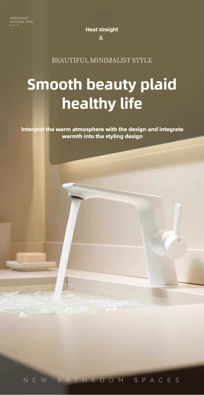 Modern Bathroom Sink Faucet Brass White Or Brushed
