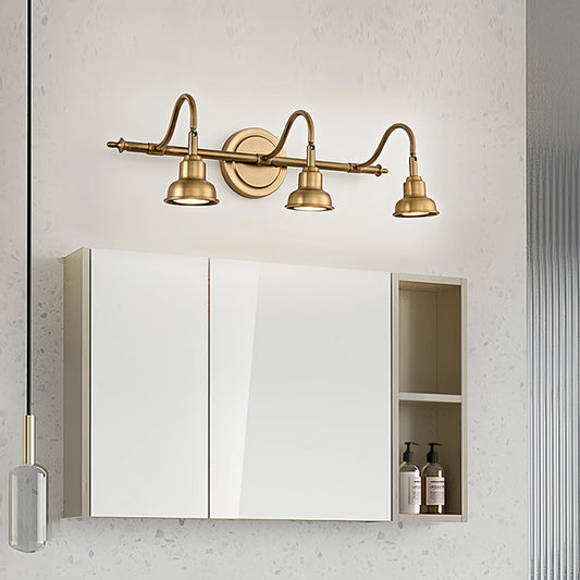 3-Head Copper Wall Lamp Led Gold Mirror Headlight