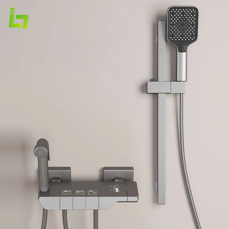 Wall Mounted Bathtub Faucet Multi-Functional Brass Body Height