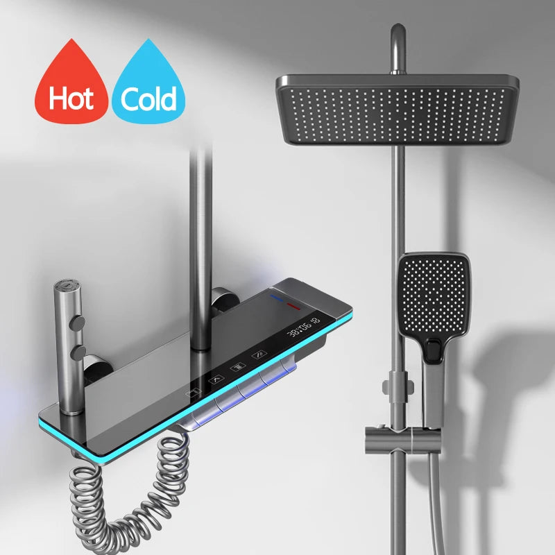 Luxury Smart Digital Temperature Shower System Bathroom Rain