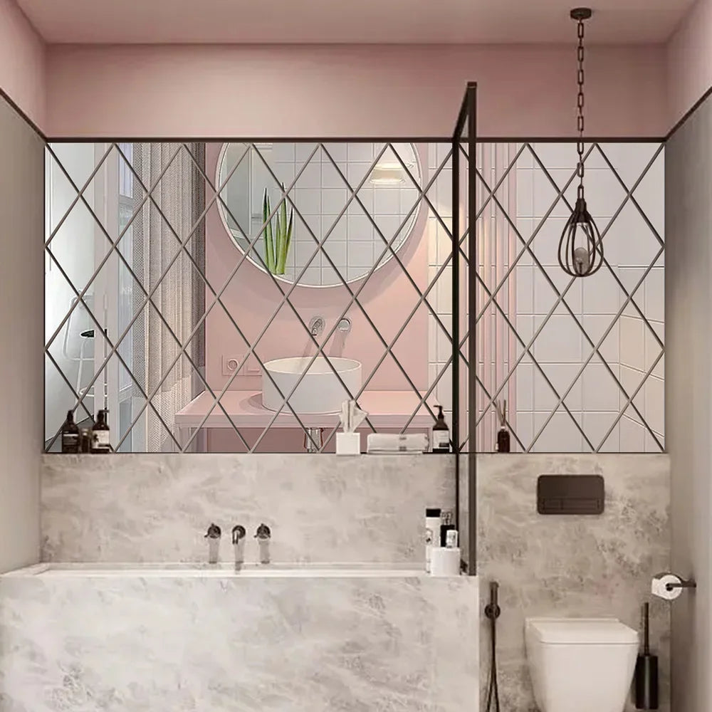 3d Mirror Stickers Acrylic Triangles Self-Adhesive Diamonds Diy