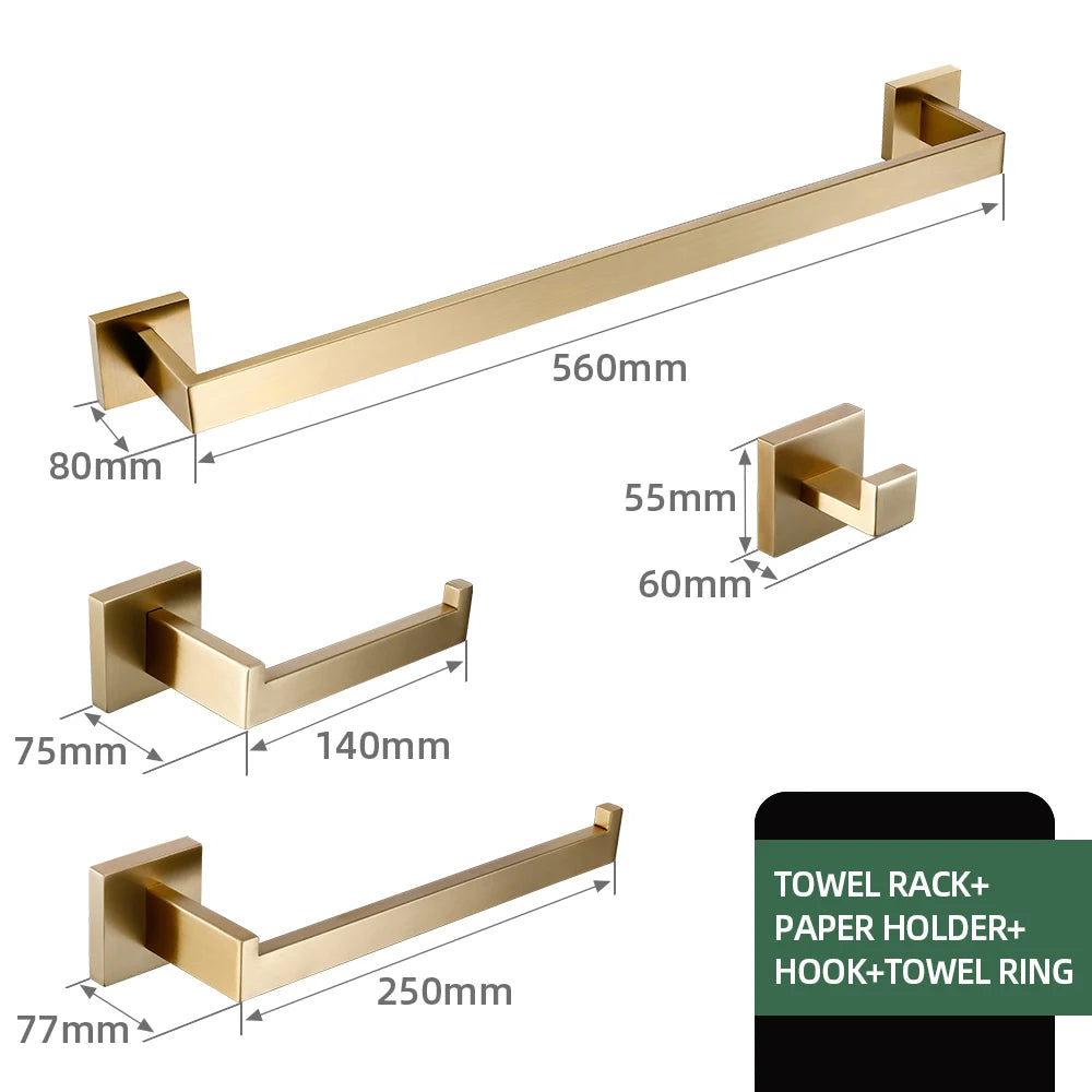 Matte Gold Towel Rack 304 Stainless Steel Towel