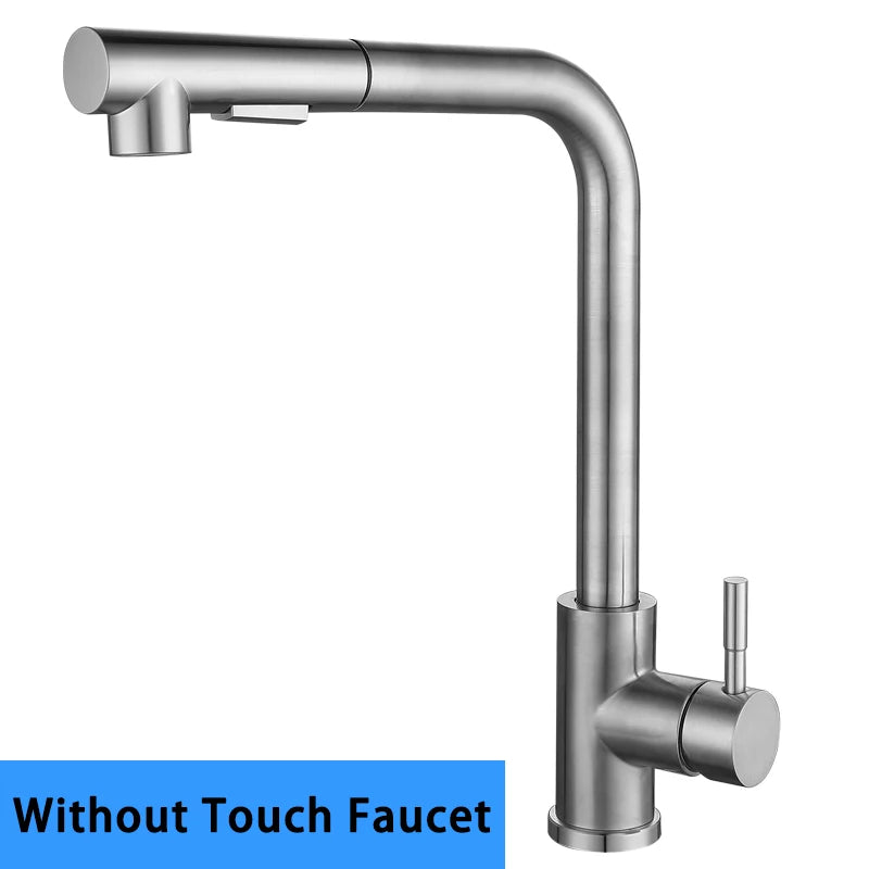 Brushed Gold Touch Sink Faucets Cold Pull Out