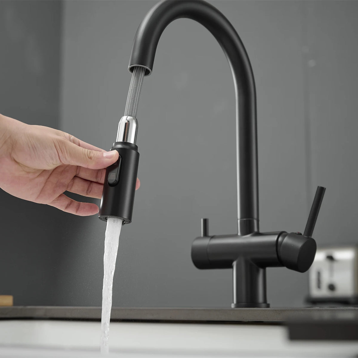 Brushed Nickel Pull Out Filter Faucets Quality Brass