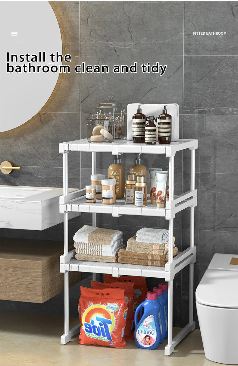 Wardrobe No-Punch Multi-Layer Retractable Adjustable Shelves