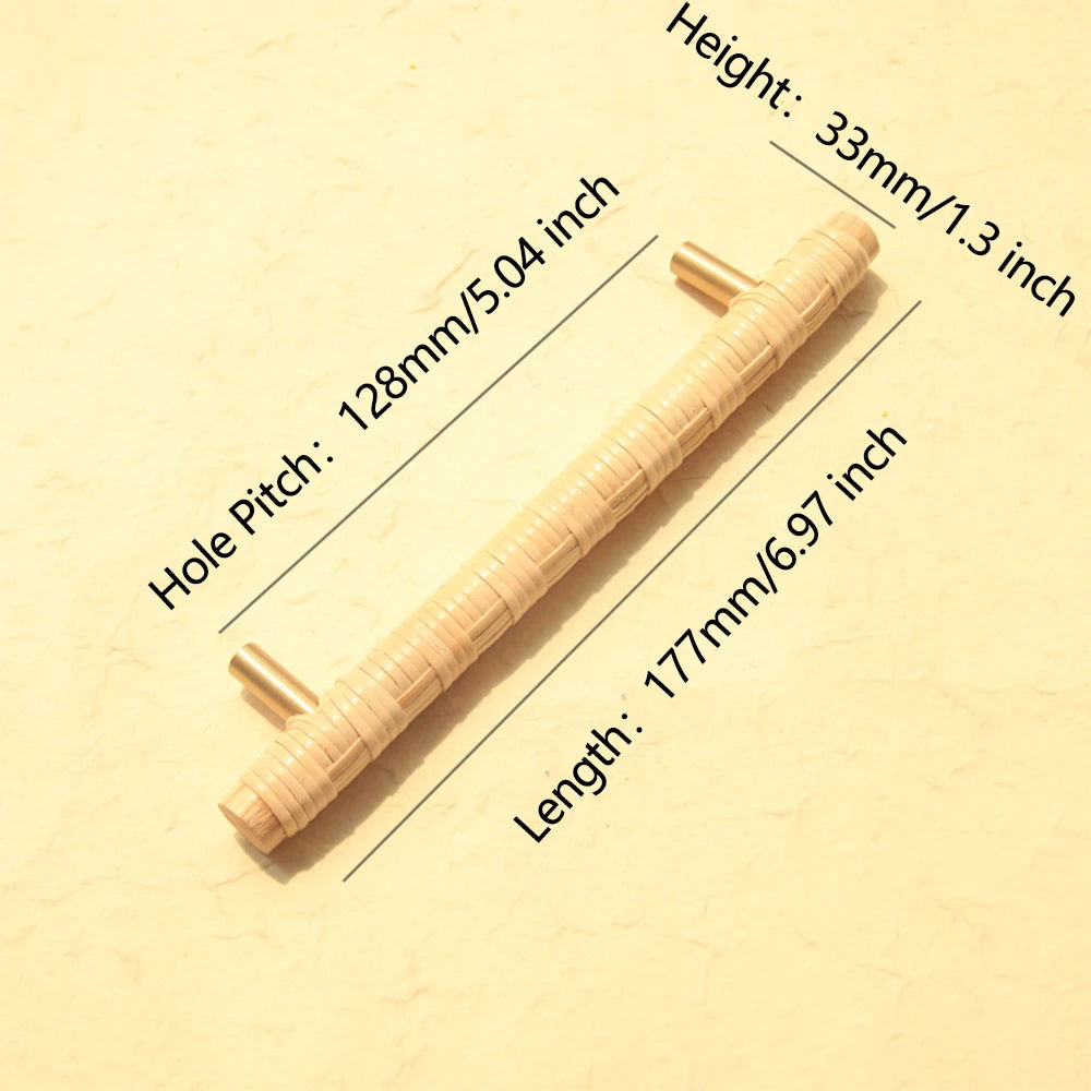 Wooden Rattan Cabinet Door Handles Unique Drawer Pulls