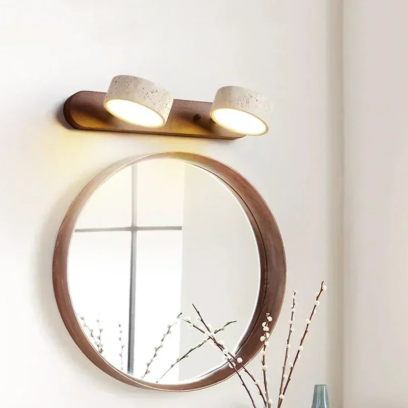 Rotatable Led Vanity Mirror Light Wabi Sabi Travertine