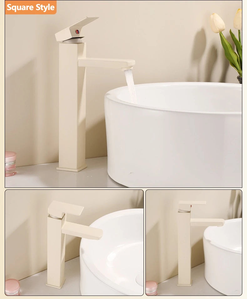 Milk White Handle Deck Mounted Basin Sink Faucet