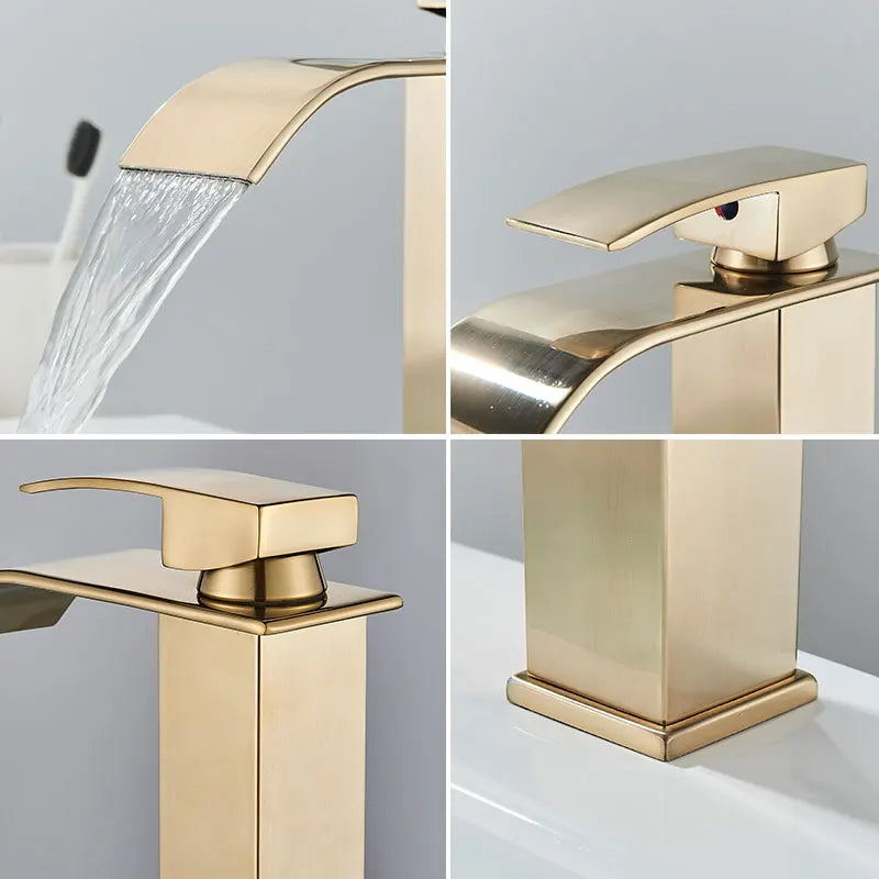 Waterfall Bathroom Basin Sink Faucet Handle Mixer Tap