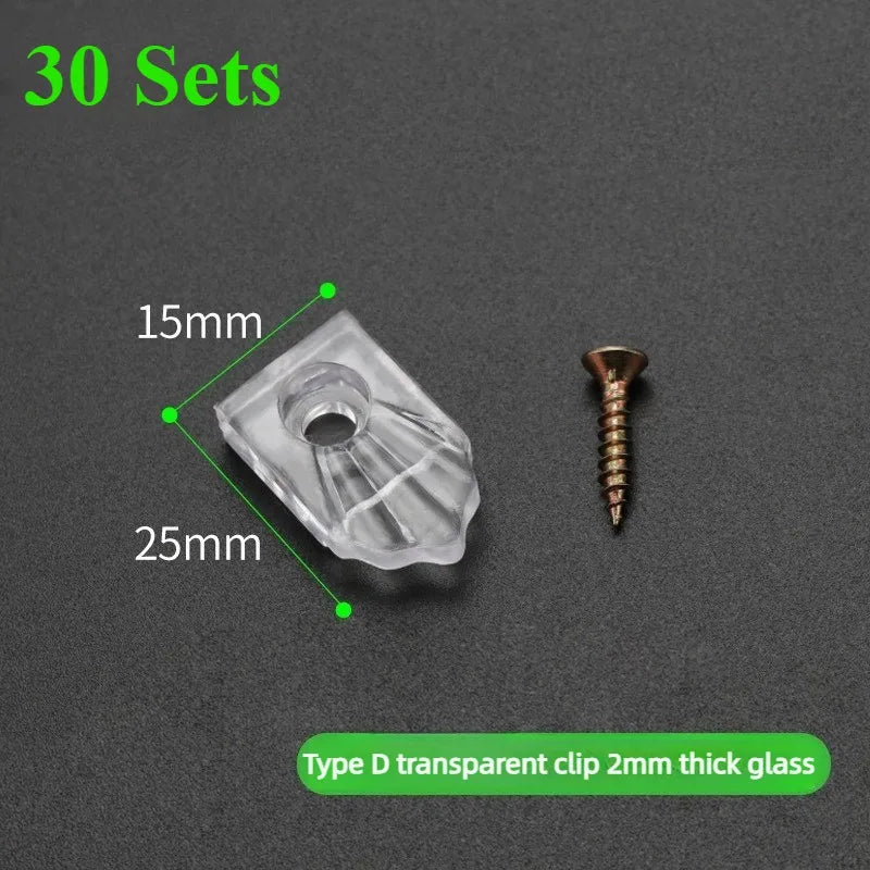 30 Sets Plastic Glass Retainer Clips Mirror Holder