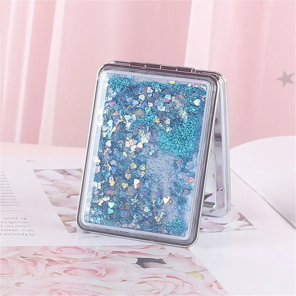 Quicksand Makeup Mirror Shiny Bling Magnifying Foldable Mirror