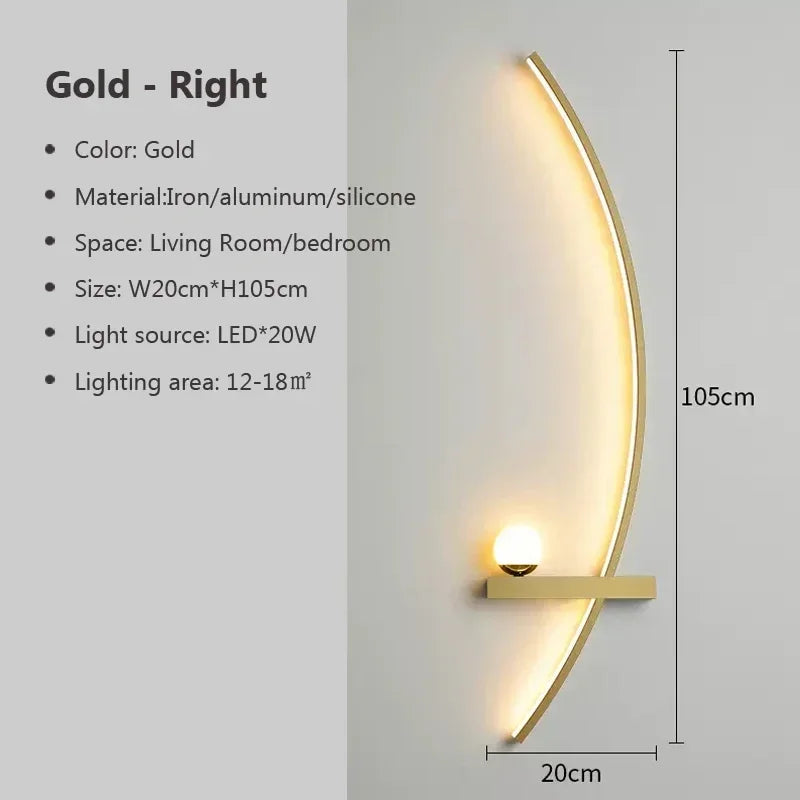 Modern Led Simple Art Bedroom Bedside Wall Lamp