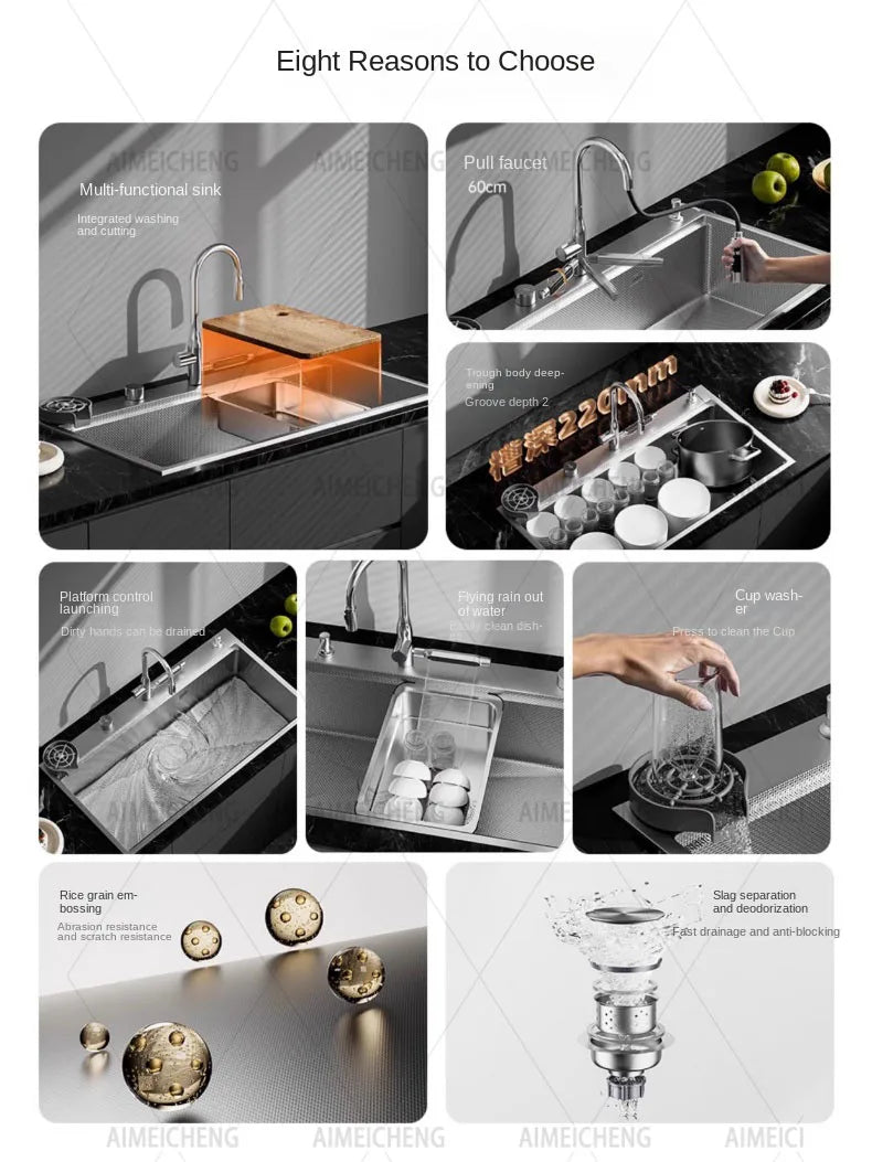 Digital Display Fly Rain Waterfall Large Sink 304