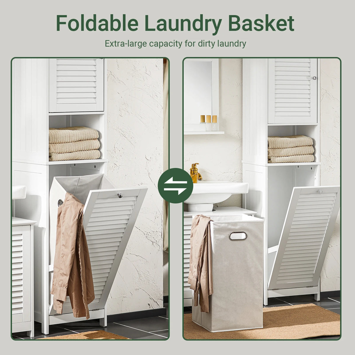 Sobuy Bzr124 High Wardrobe Fold-Out Laundry Bag Bathroom