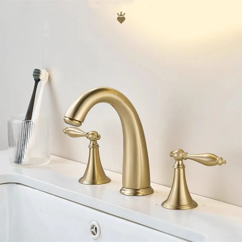 Brushed Gold Bathroom Faucet Total Brass Basin Faucet