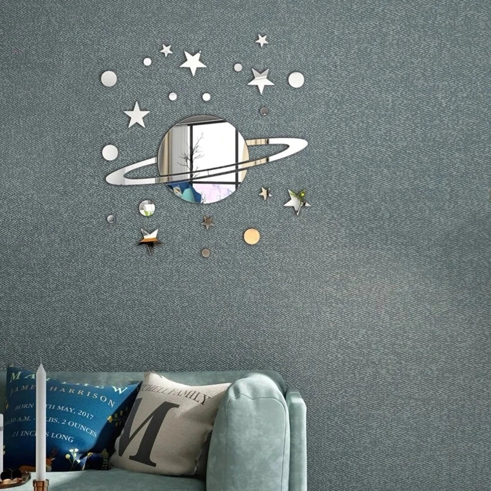 Acrylic Star Moon Planet 3d Mirror Wall Sticker