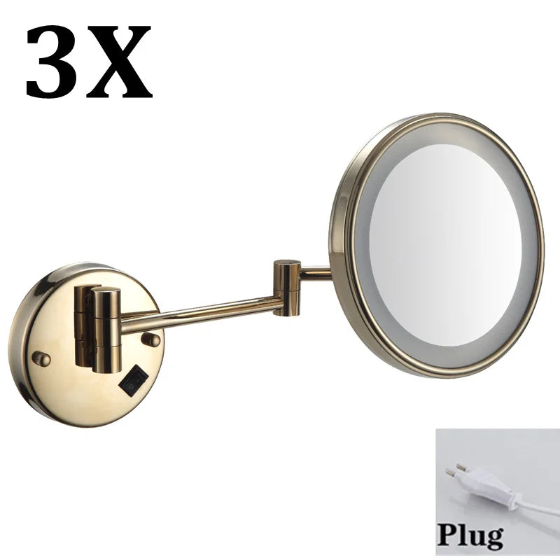 Rechargeable Led Folding Bathroom Makeup Mirror Wall Mounted